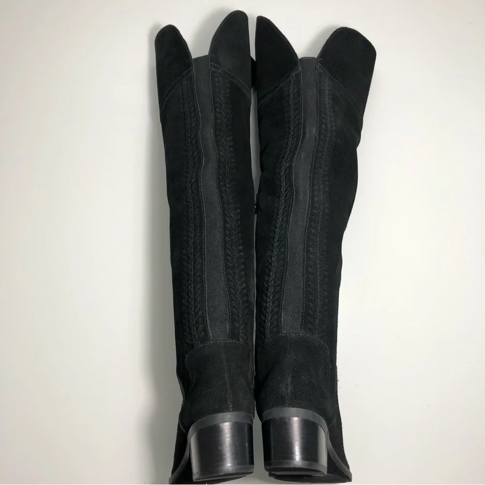 NEW Vince Camuto Bendra Suede Black Over the Knee Split Shaft Boot size 6